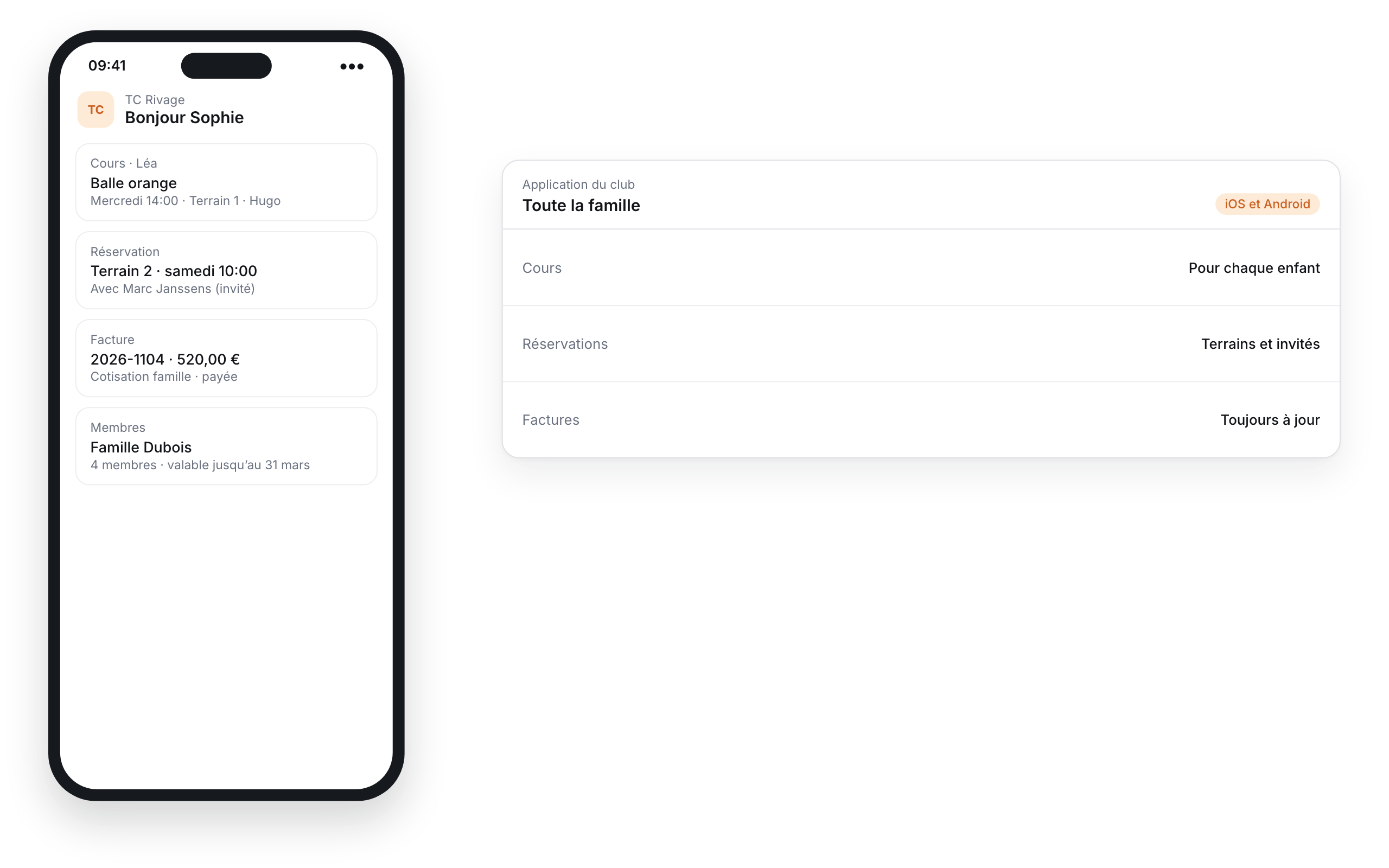 Club app with classes, bookings and invoices