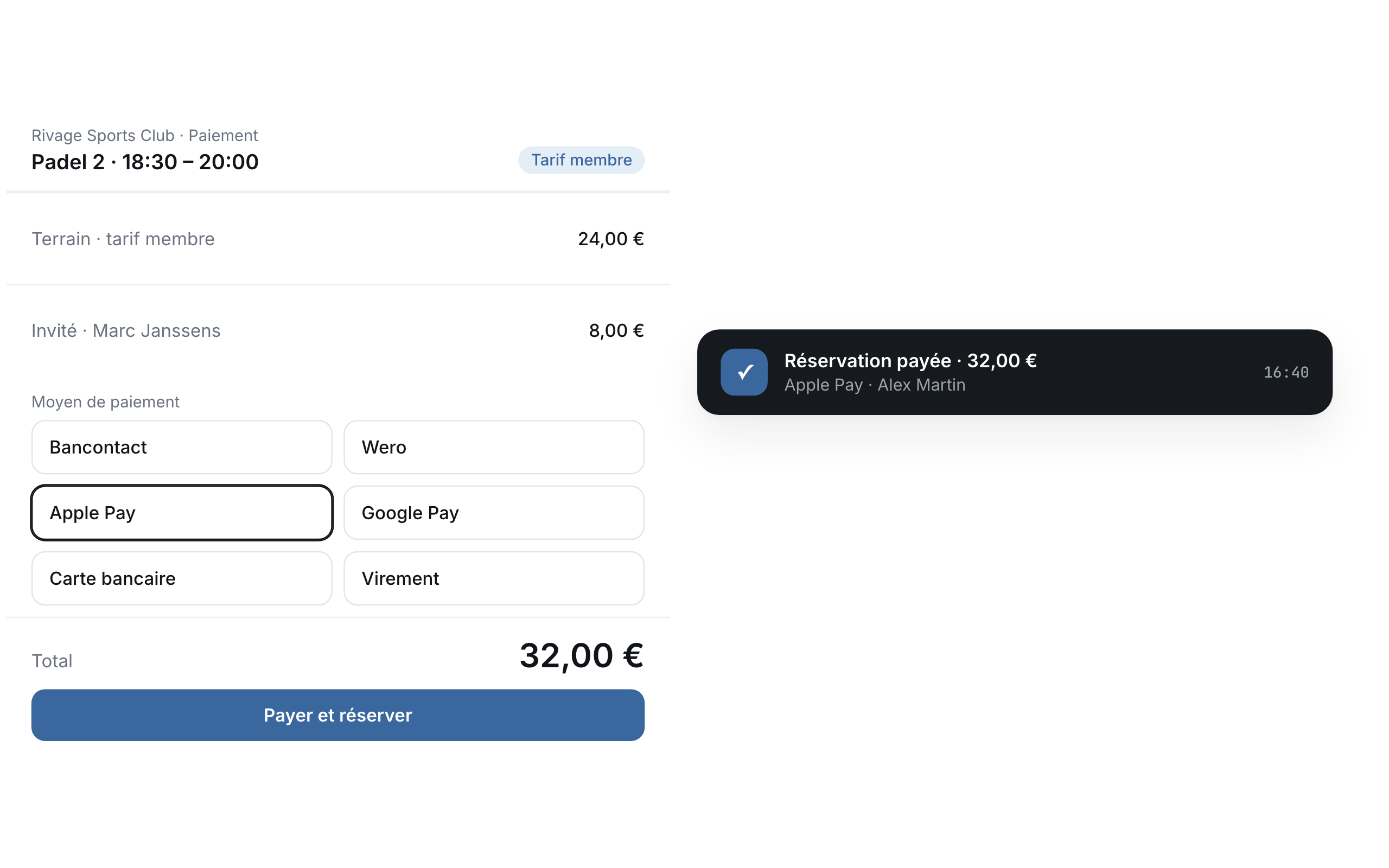 Paying online at the member or visitor rate
