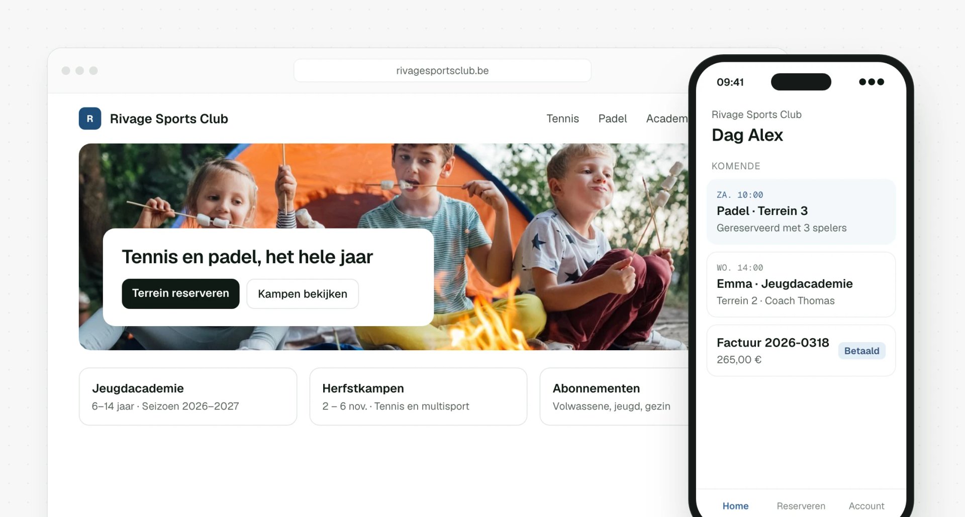 Website en app van de organisator