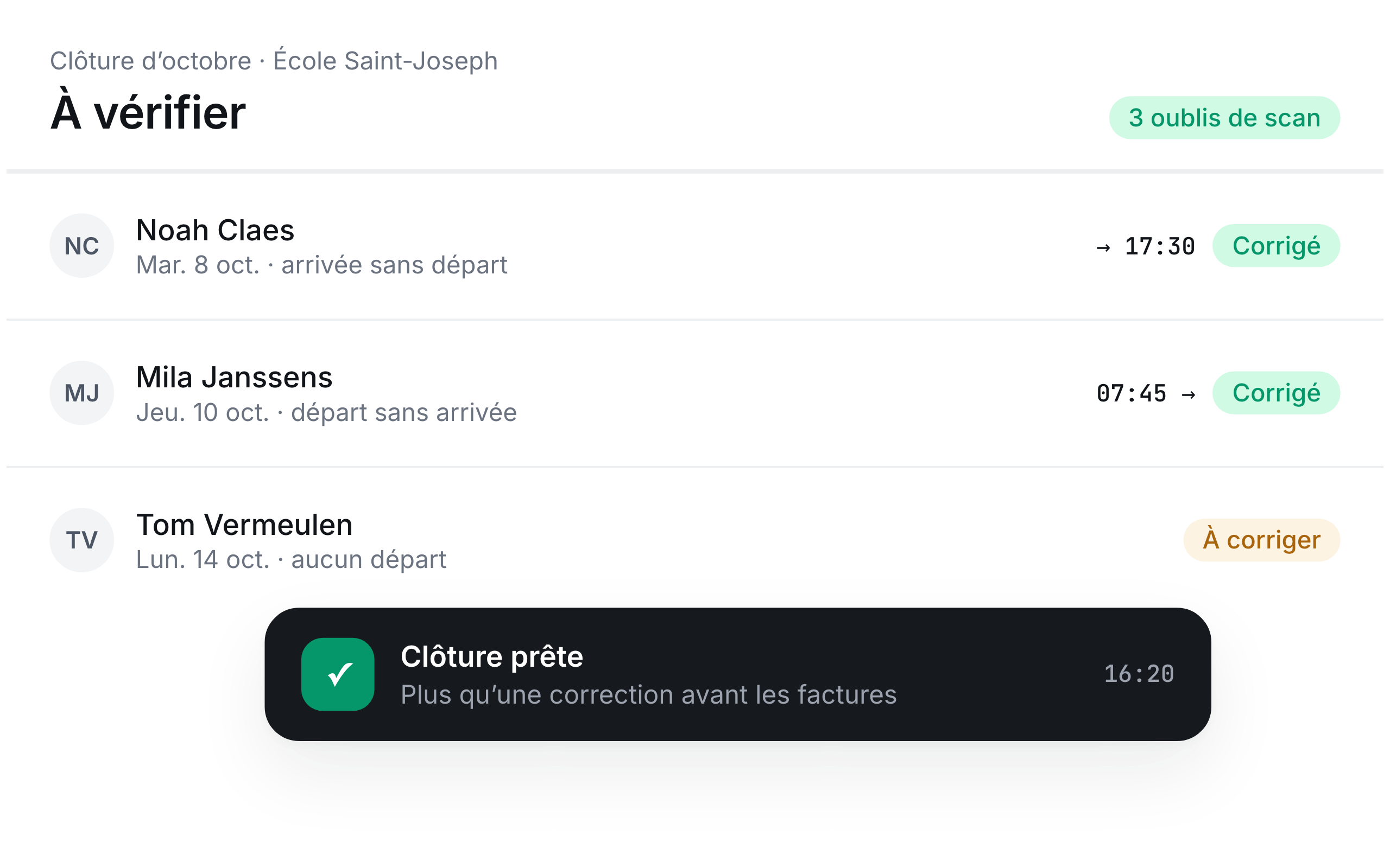 Oublis de scan corrigés avant la clôture