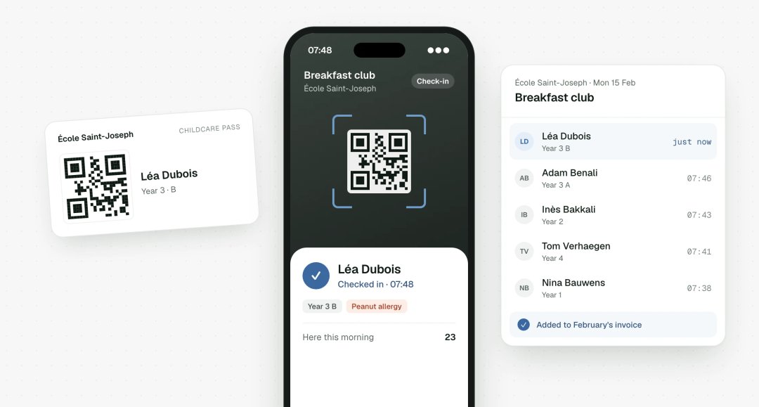 QR code scanned at childcare drop-off and the monthly invoice