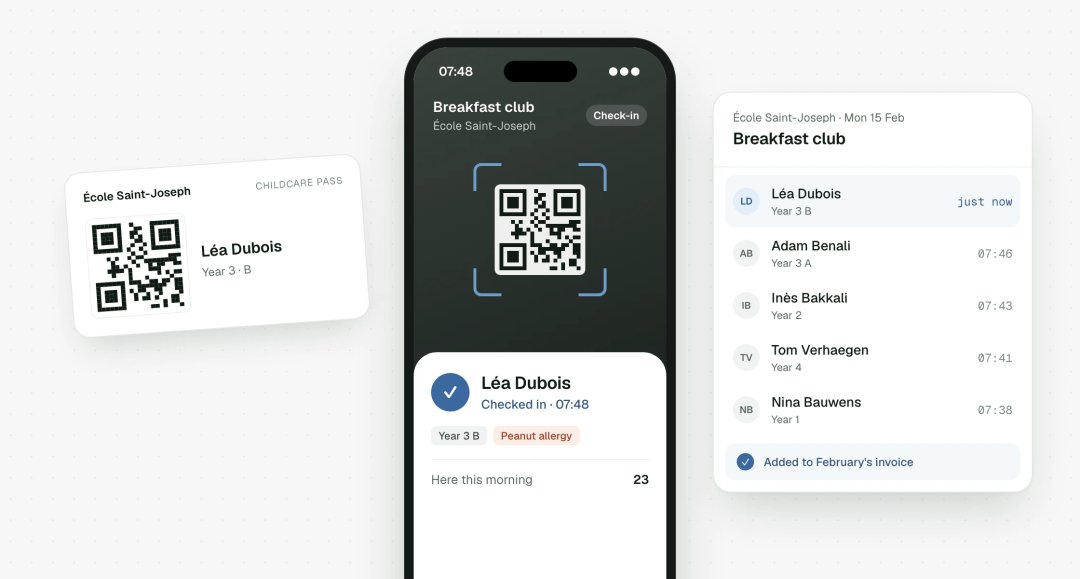 QR code scanned at childcare drop-off and the monthly invoice