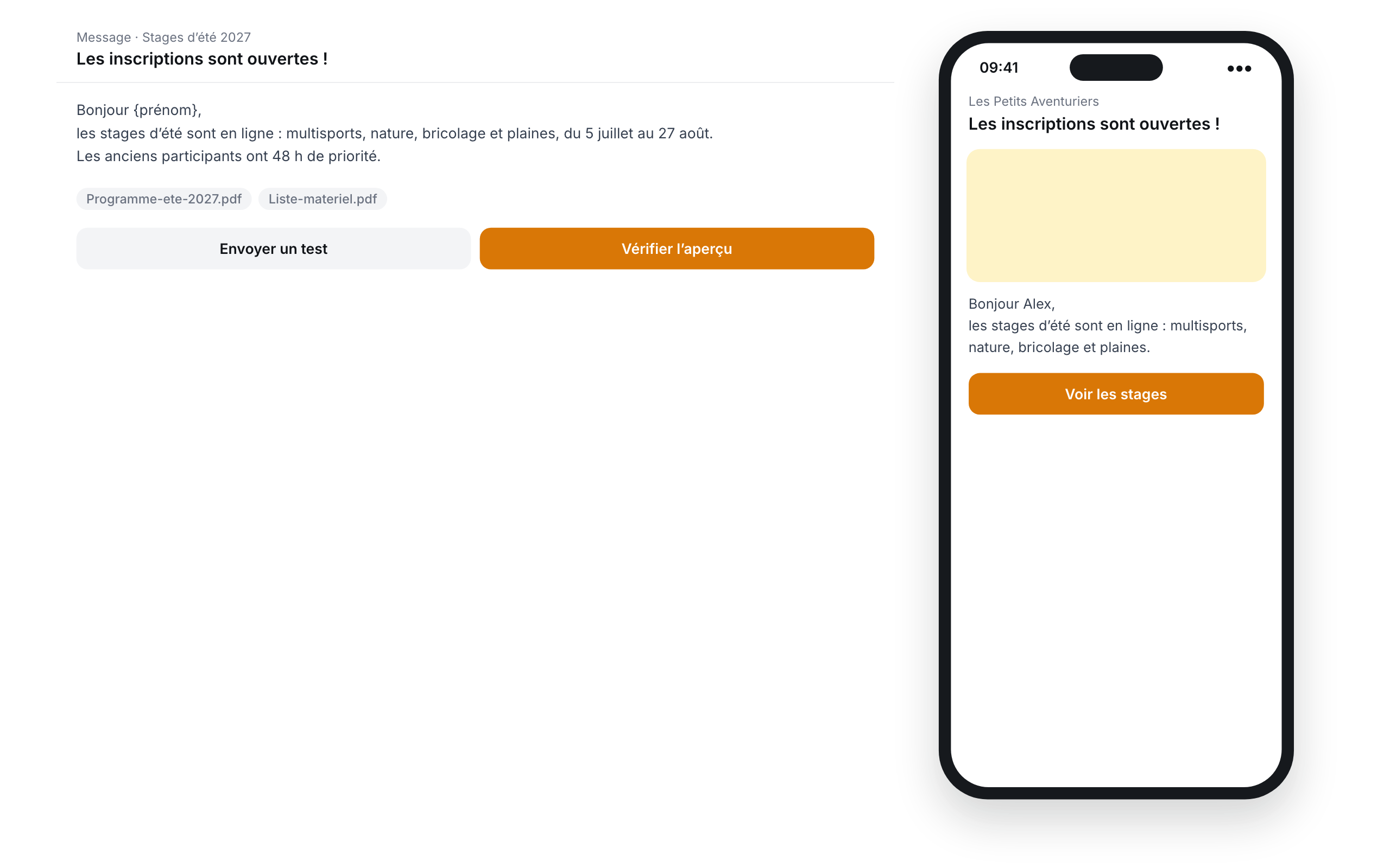 Rédaction du message et aperçu avant l’envoi