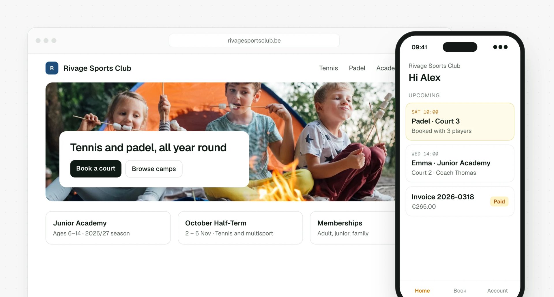 The organiser's website and app