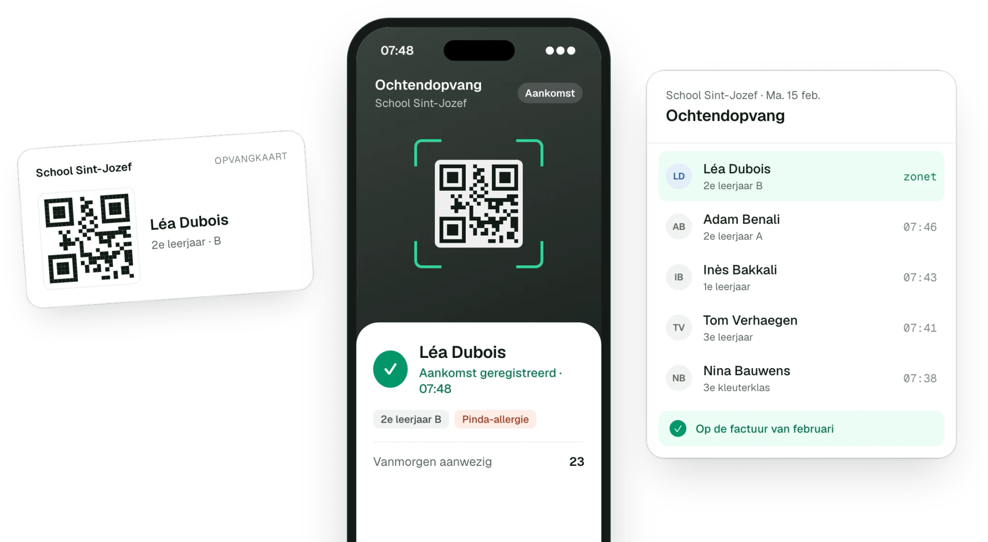 Aankomsten in de opvang scannen met een QR-code