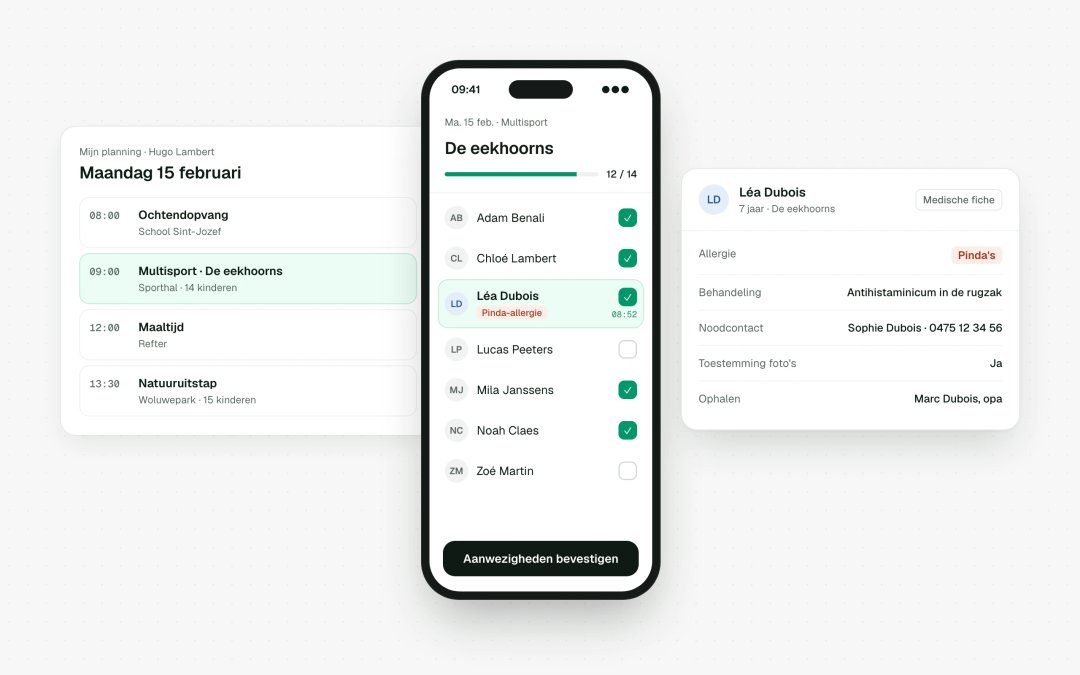 Groepen en aanwezigheden op de smartphone van de monitor