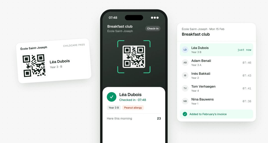 Scanning QR codes as children arrive at childcare