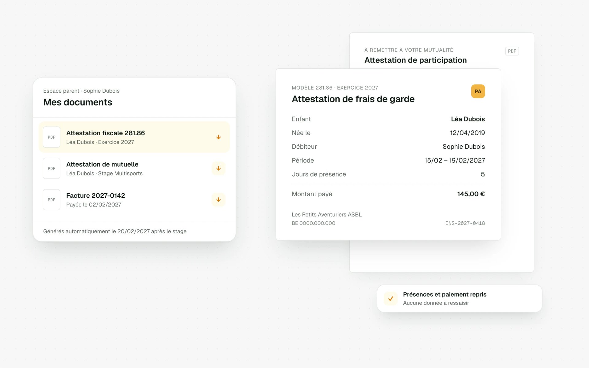 Documents en pièce jointe