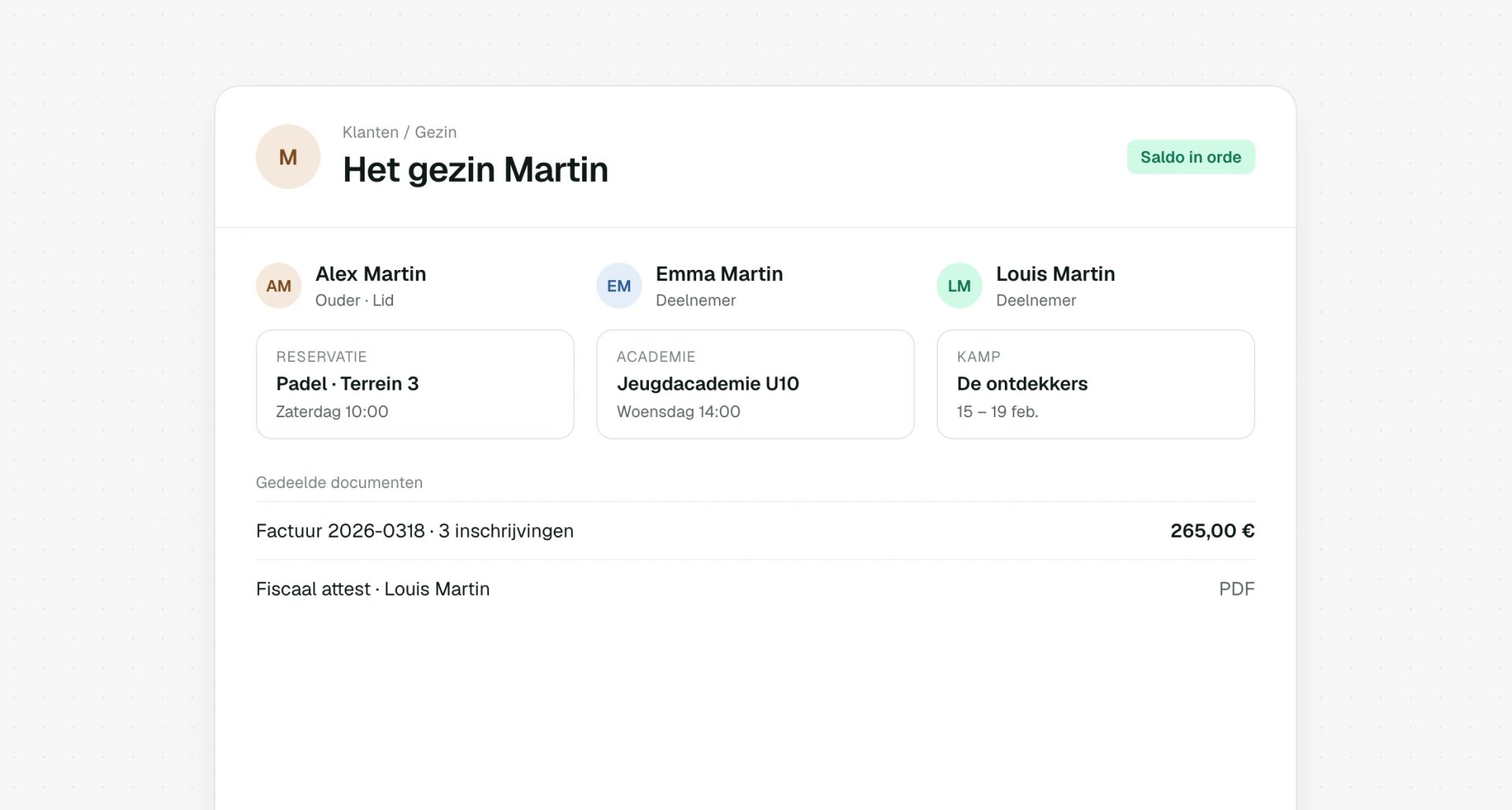 Gezinsaccount met kinderen en hun documenten