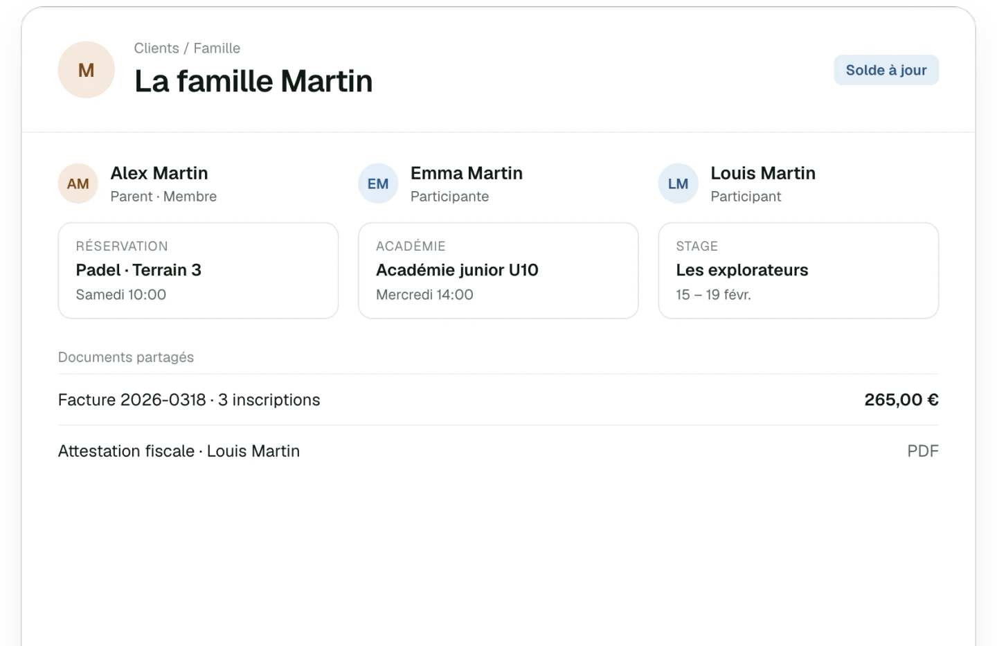 Compte famille avec enfants et documents