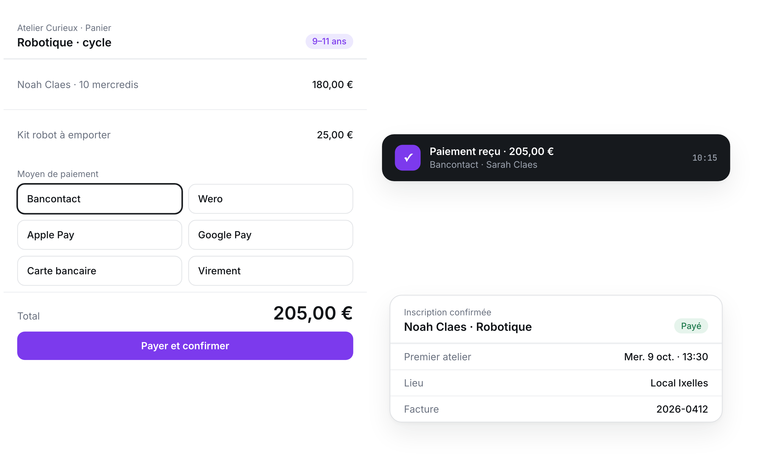 Paying for a workshop course online