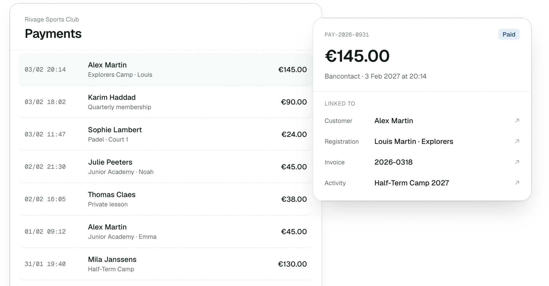 Payment matched to its customer and invoice