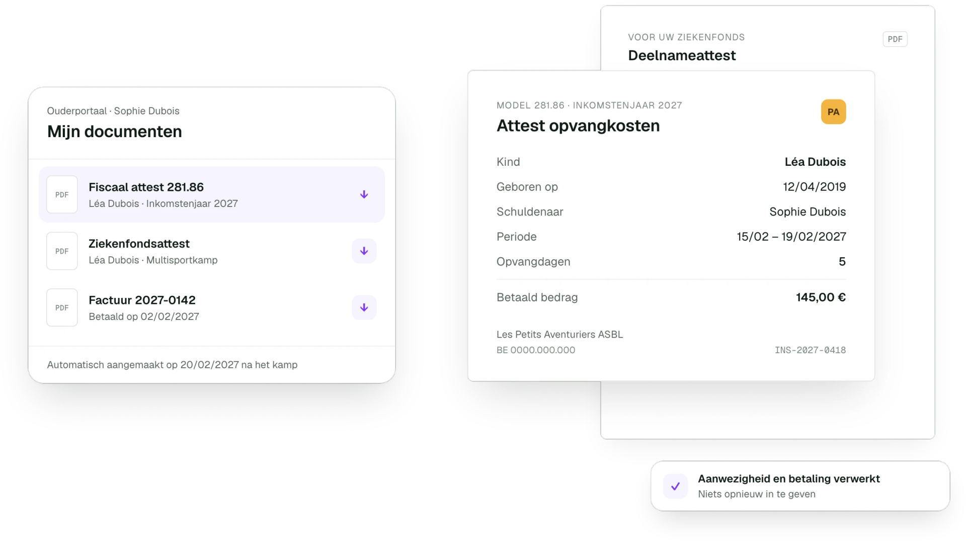 Attesten klaar voor de ouders