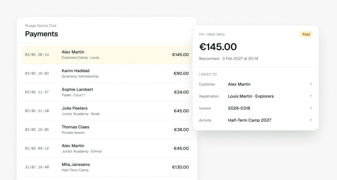 Payment linked to its customer and invoice