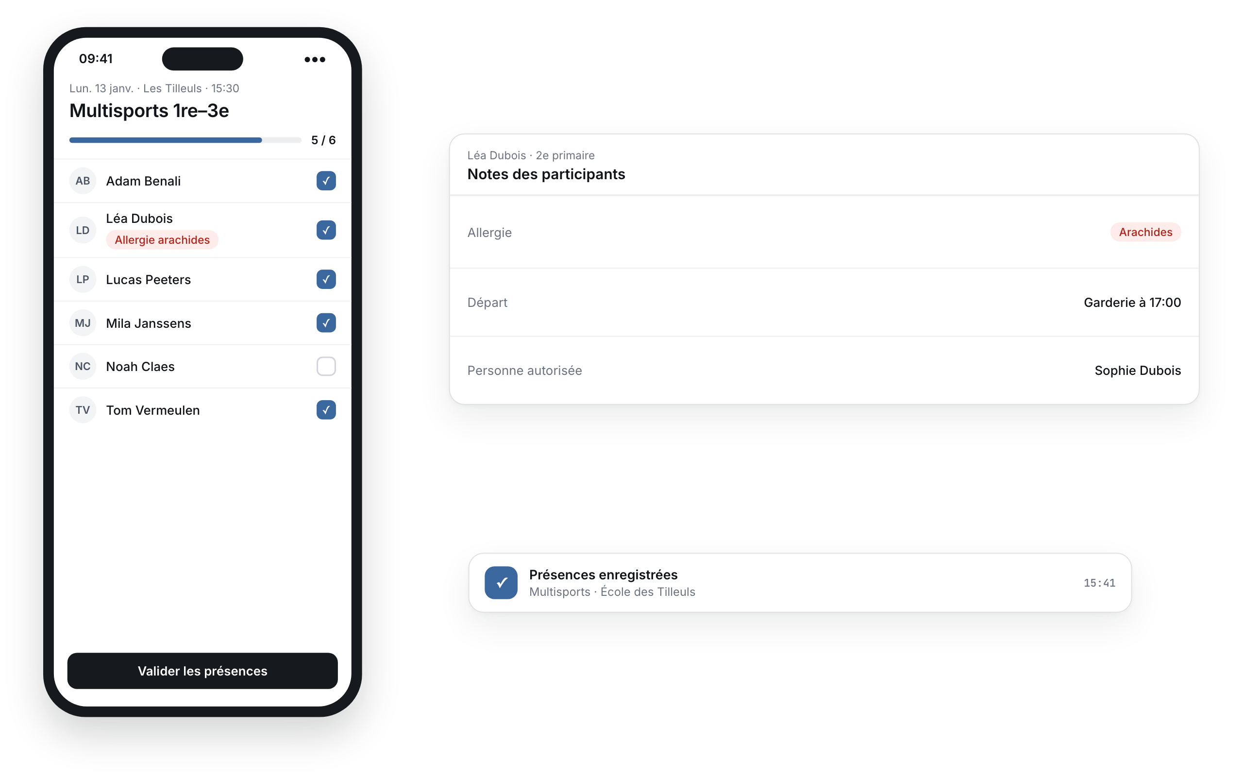 Groepen, notities over deelnemers en aanwezigheden in de app