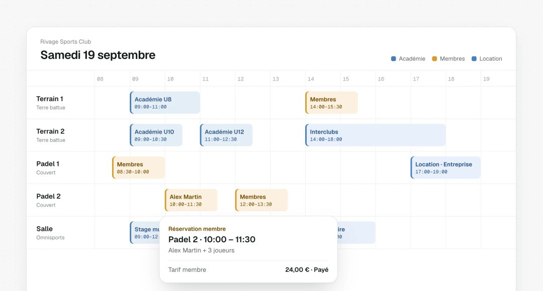 Planning de réservation des terrains
