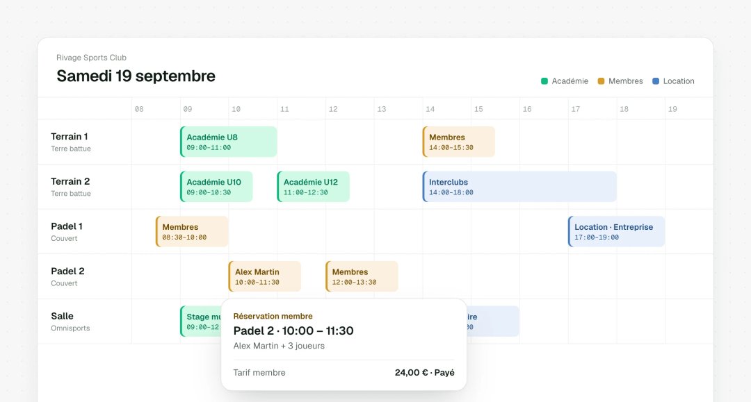 Planning de réservation des terrains