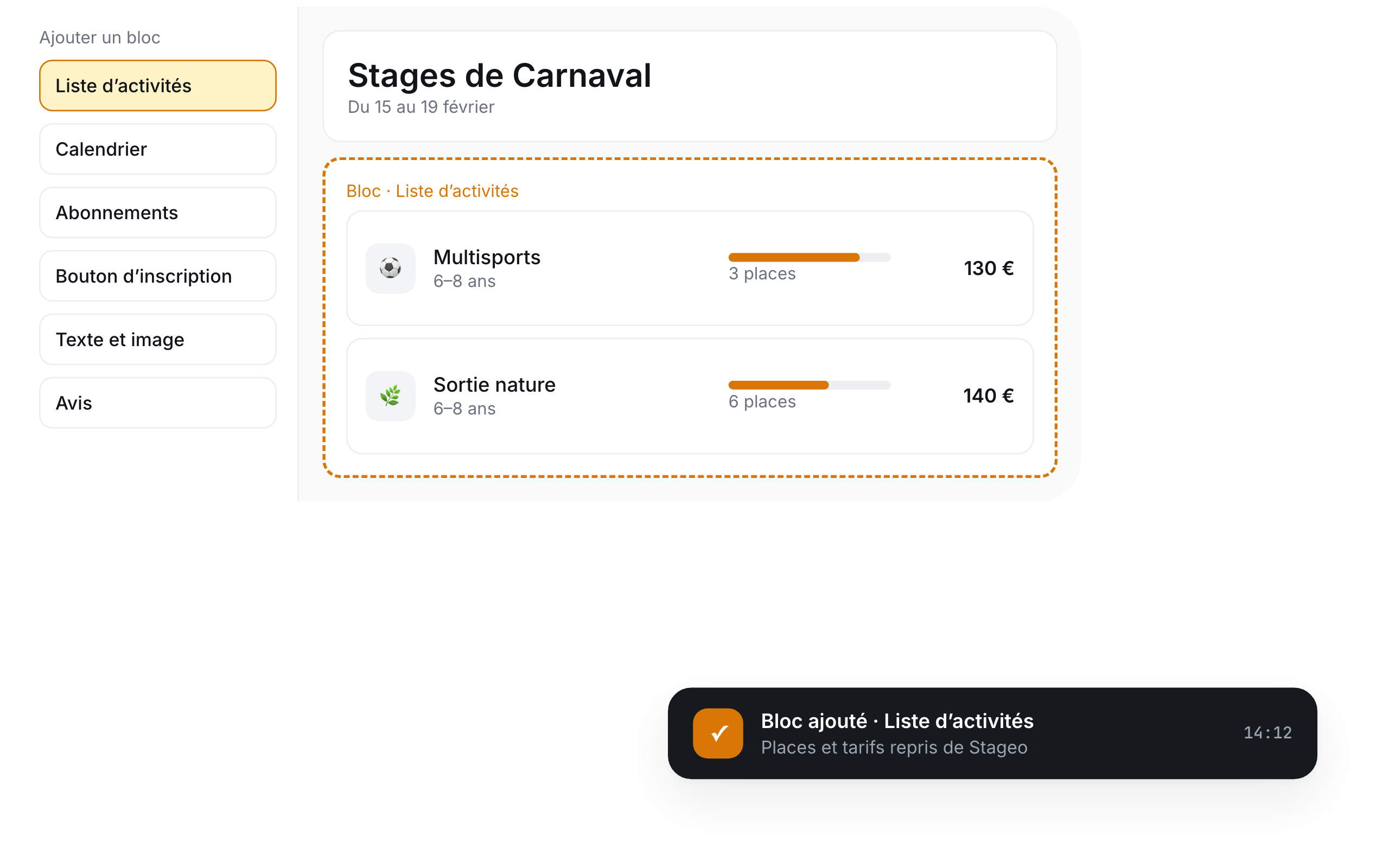 Pages composées avec des blocs