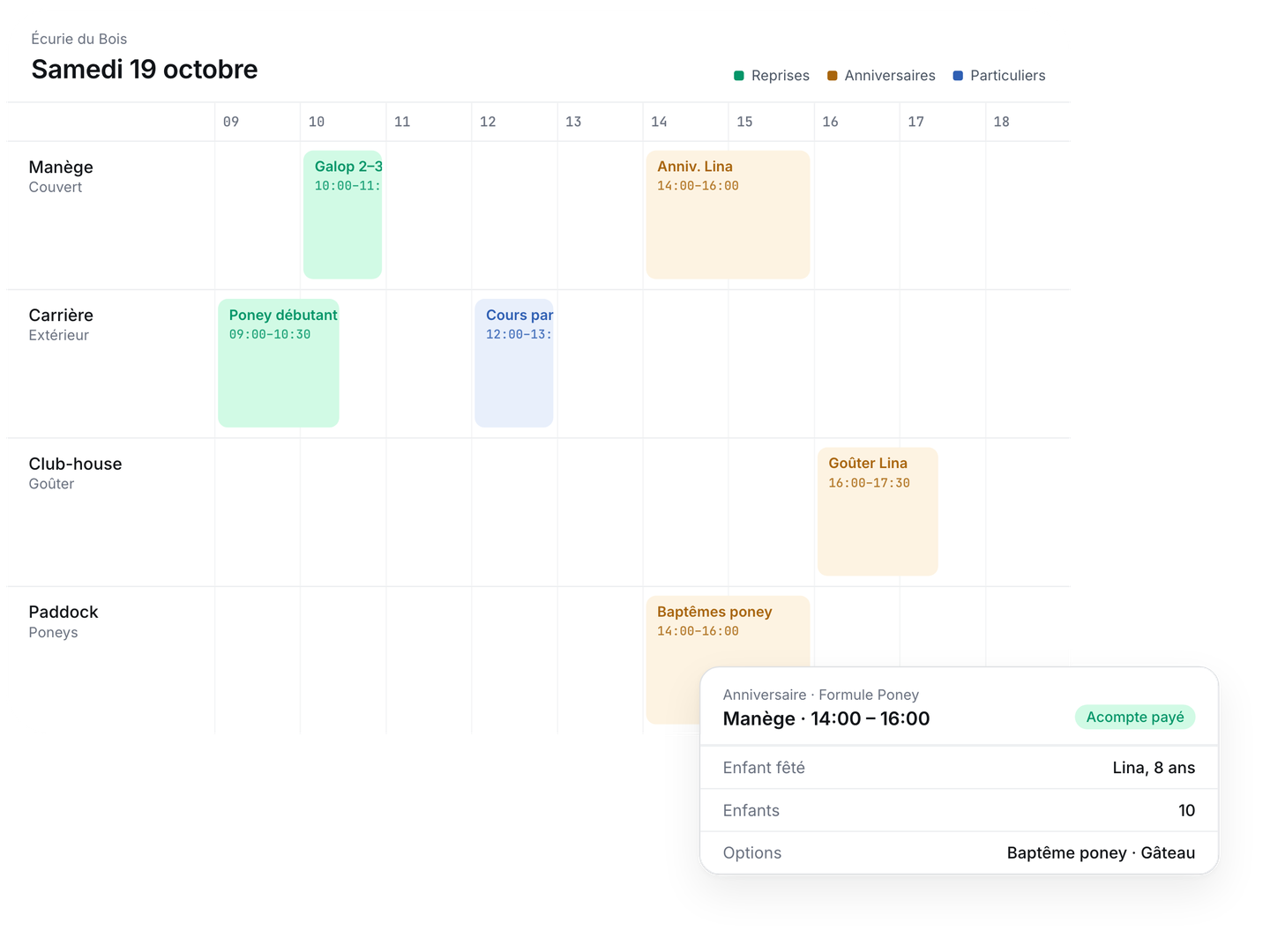 Birthday parties in the same schedule as lessons