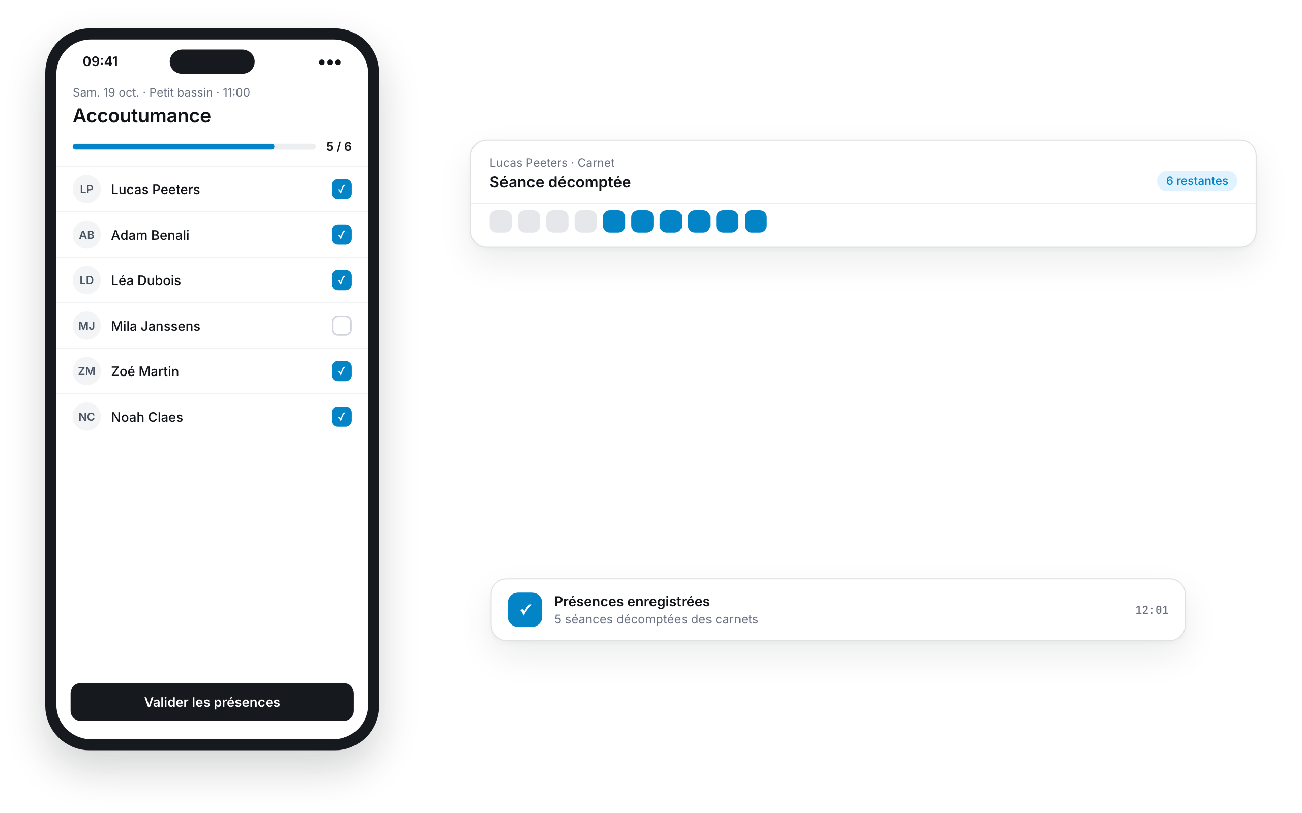 Poolside register with the class pass balance updated