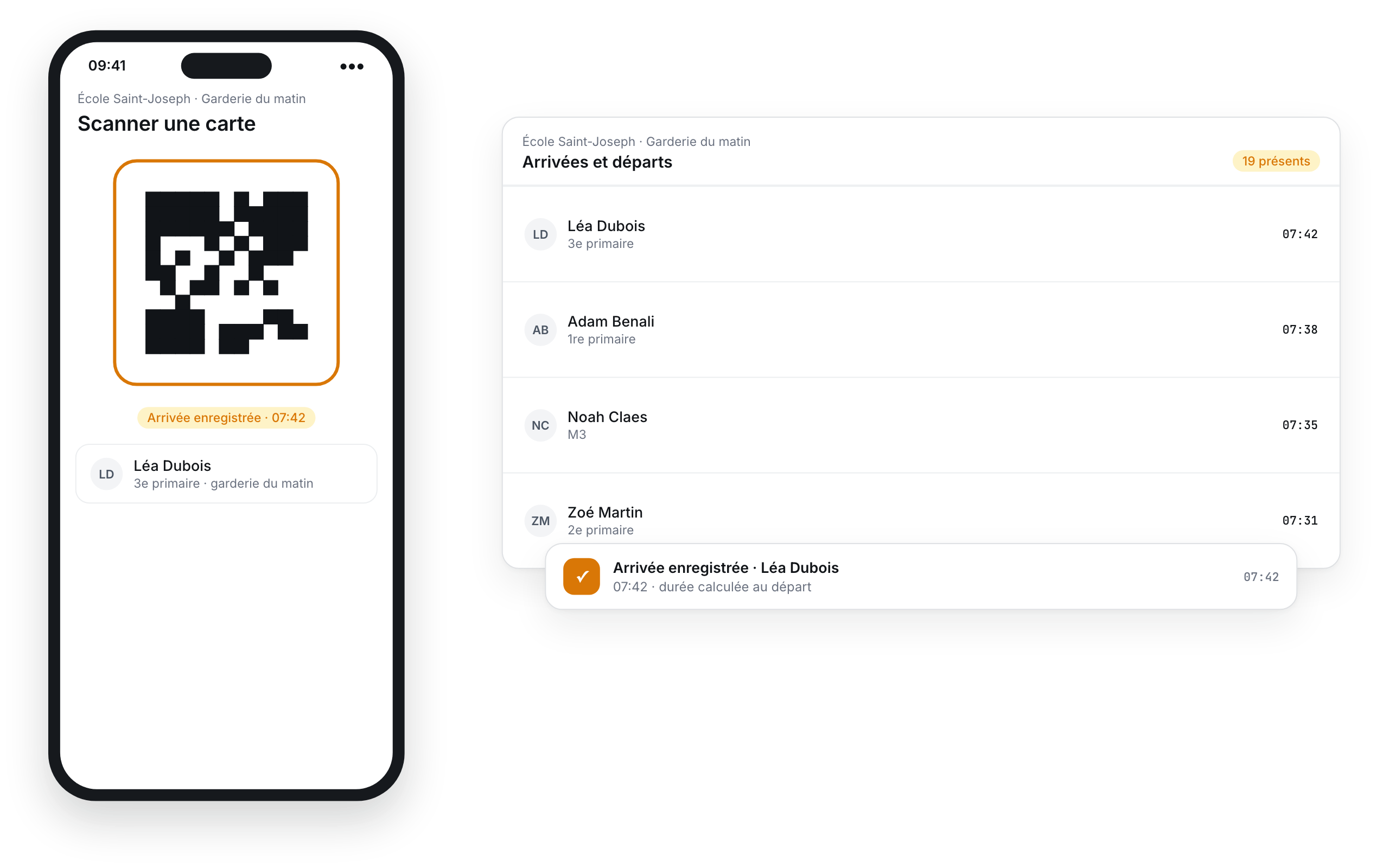 Arrivals scanned in the app