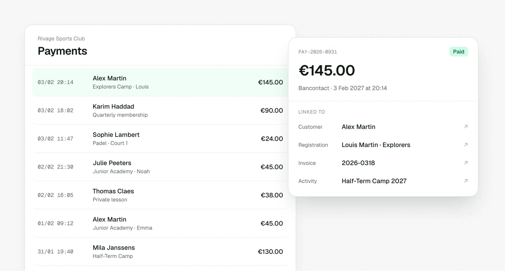 Payment matched to its customer and invoice