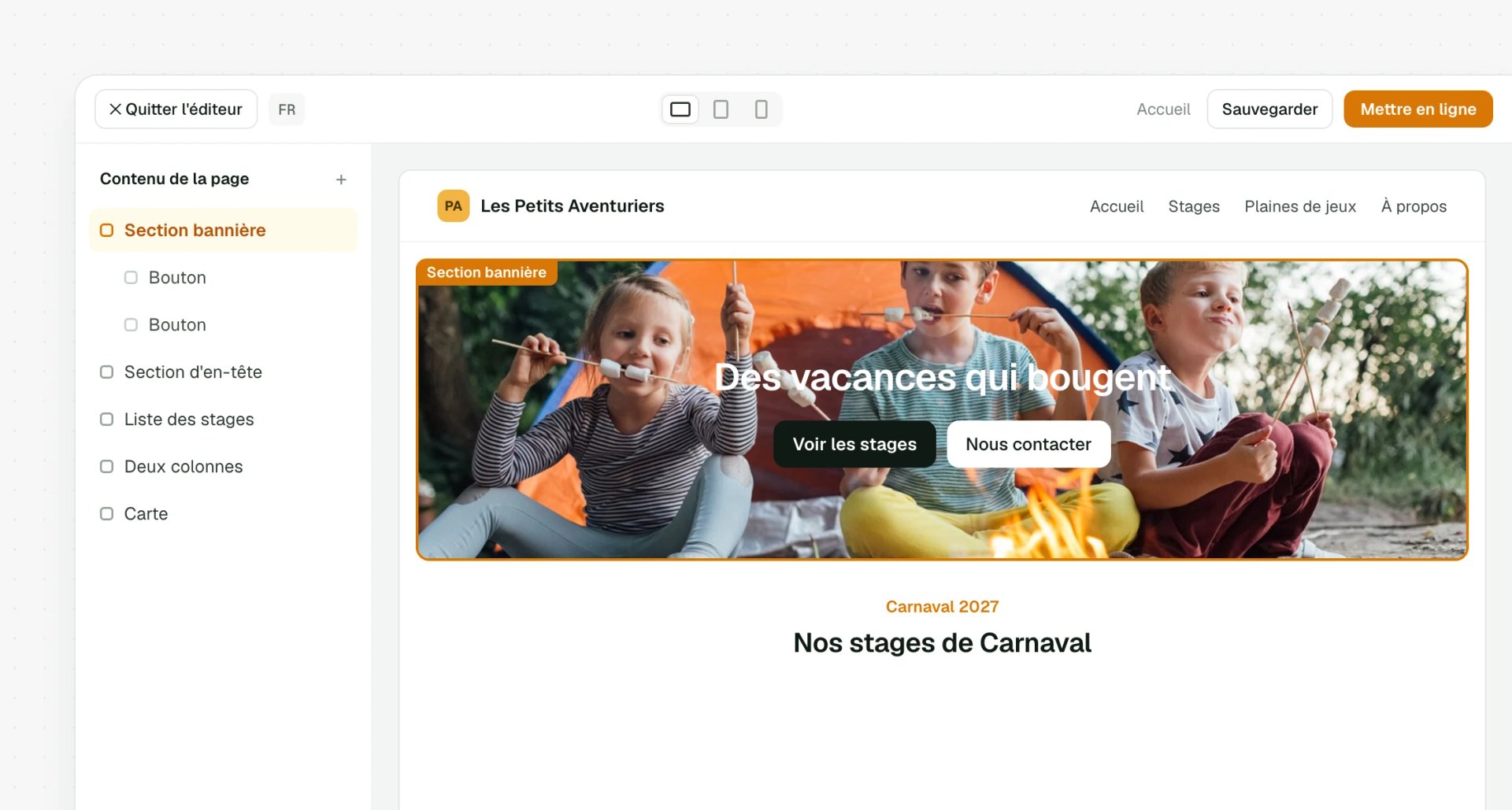 Éditeur de site par blocs