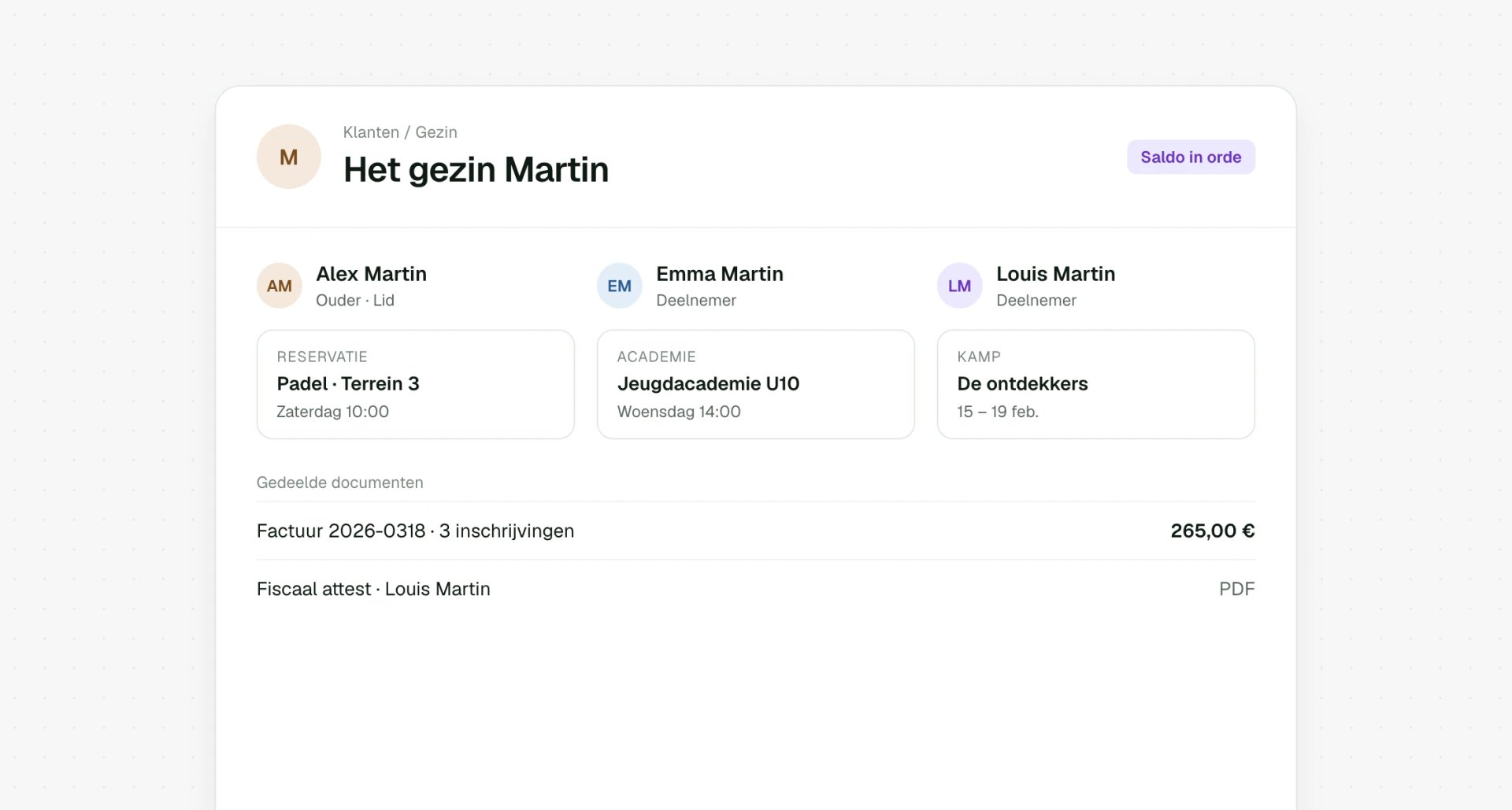 Gezinsaccount met kinderen en hun documenten