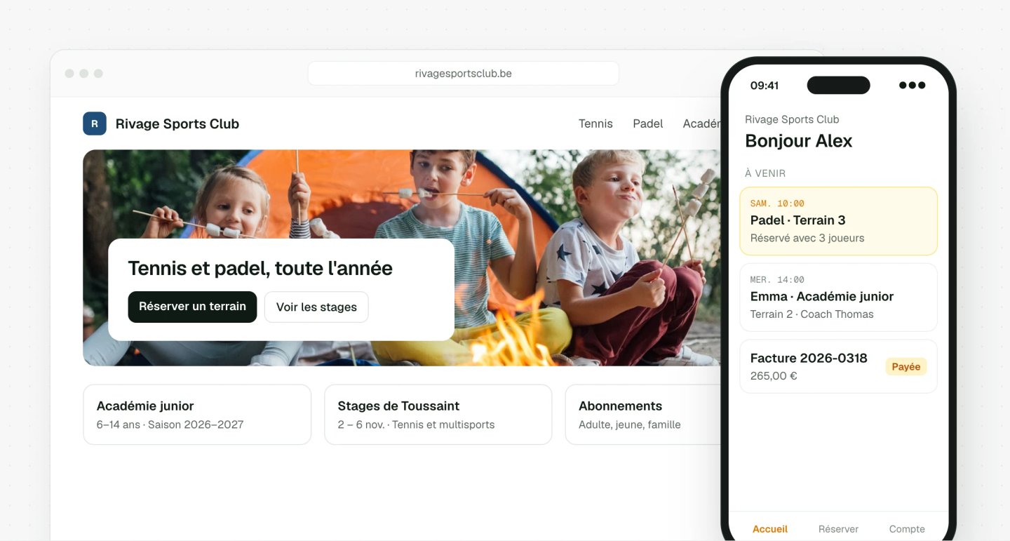 Site d'inscription et application mobile aux couleurs du club