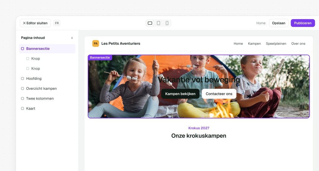 Website-editor met blokken