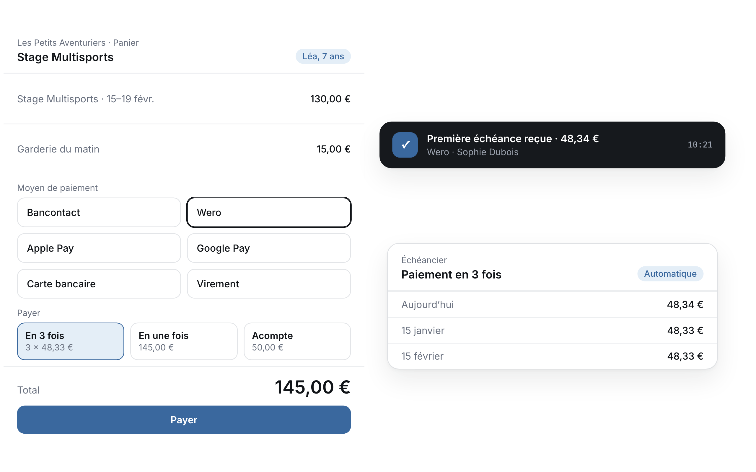 Paying in full, in instalments or by deposit
