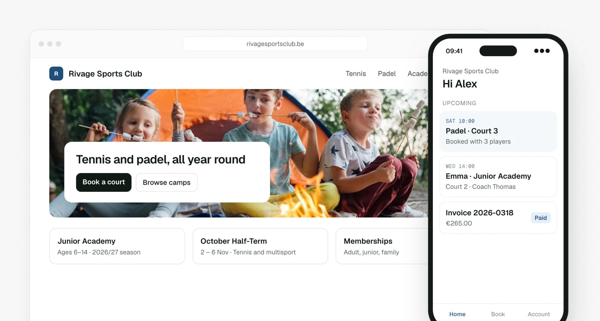 The organiser's website and app