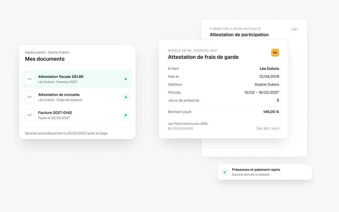 Attestations générées pour les parents