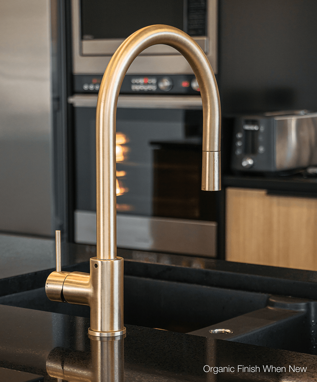 Organic brass tapware detail