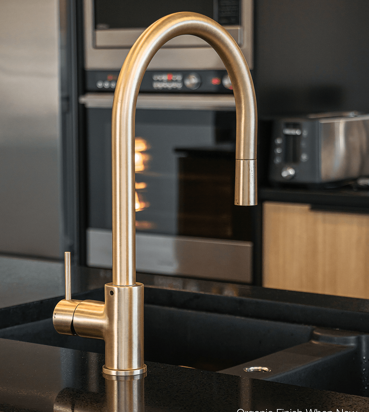 Organic brass tapware detail