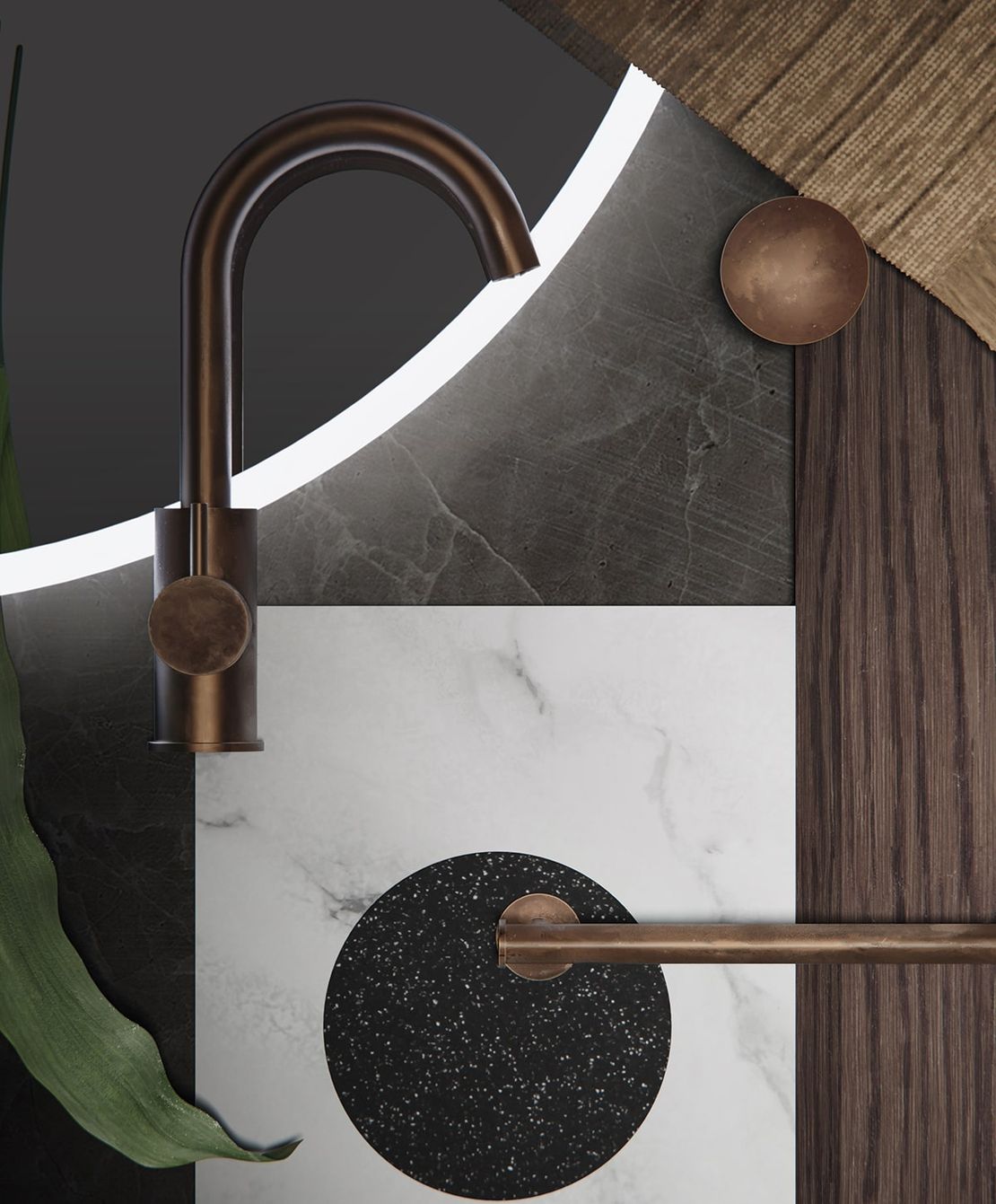 Brushed brass tapware detail