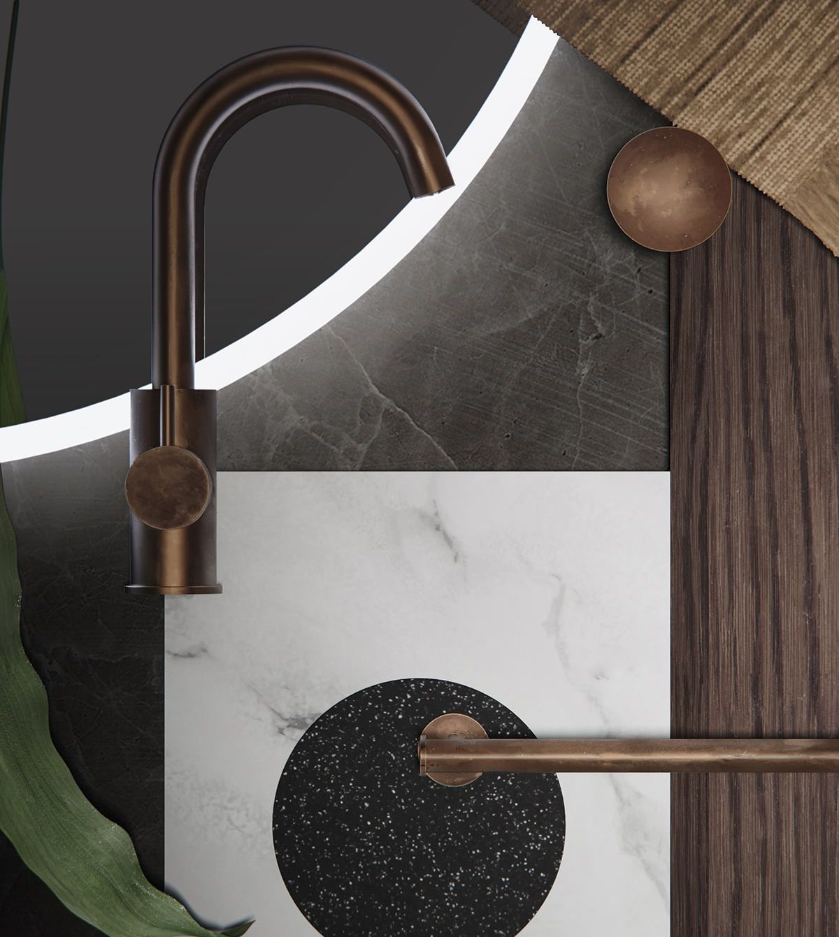 Brushed brass tapware detail