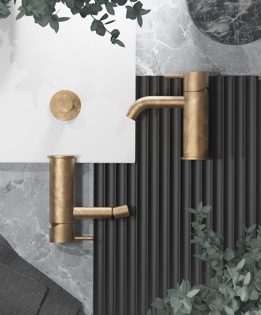 Brushed brass tapware
