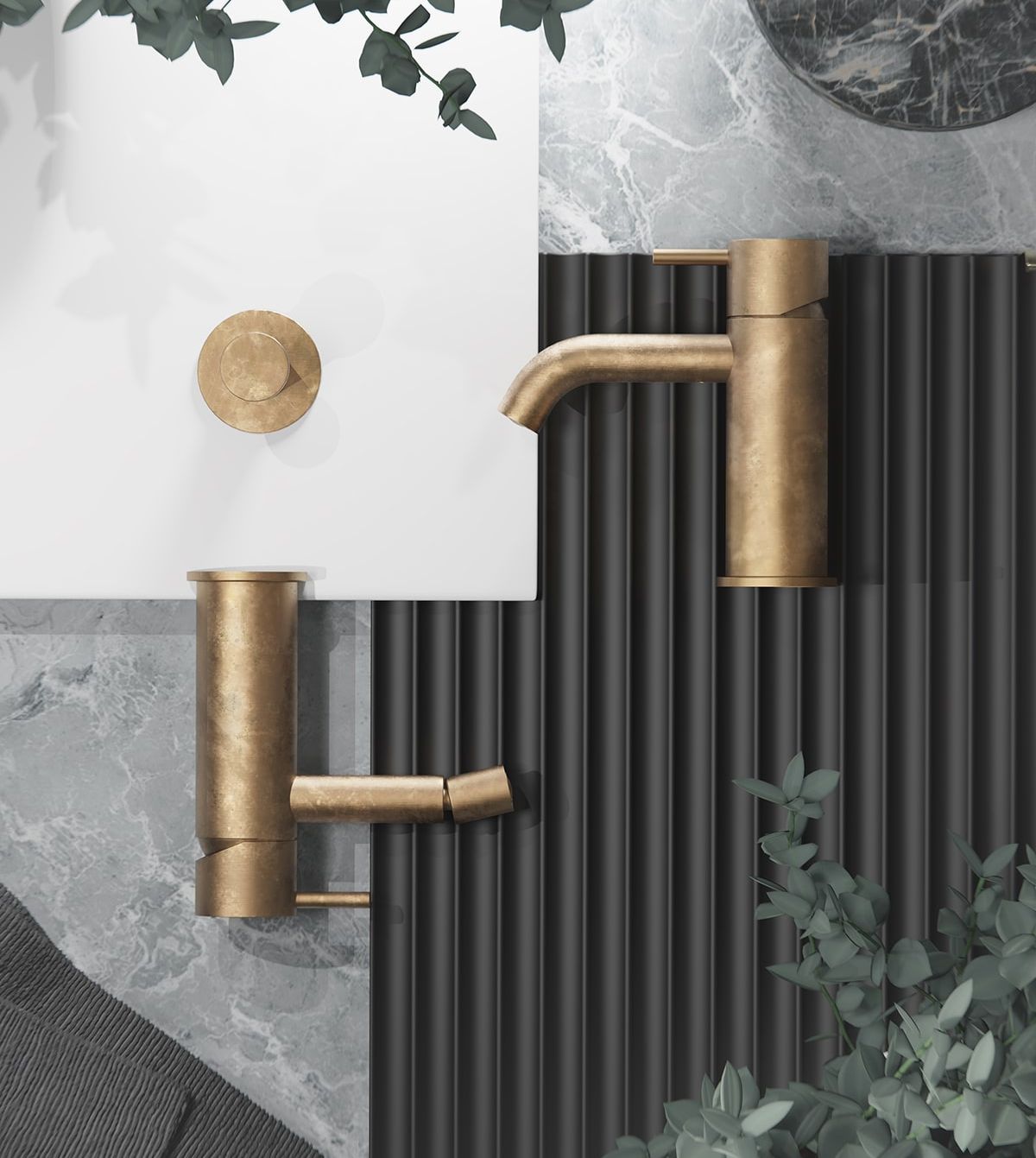 Brushed brass tapware