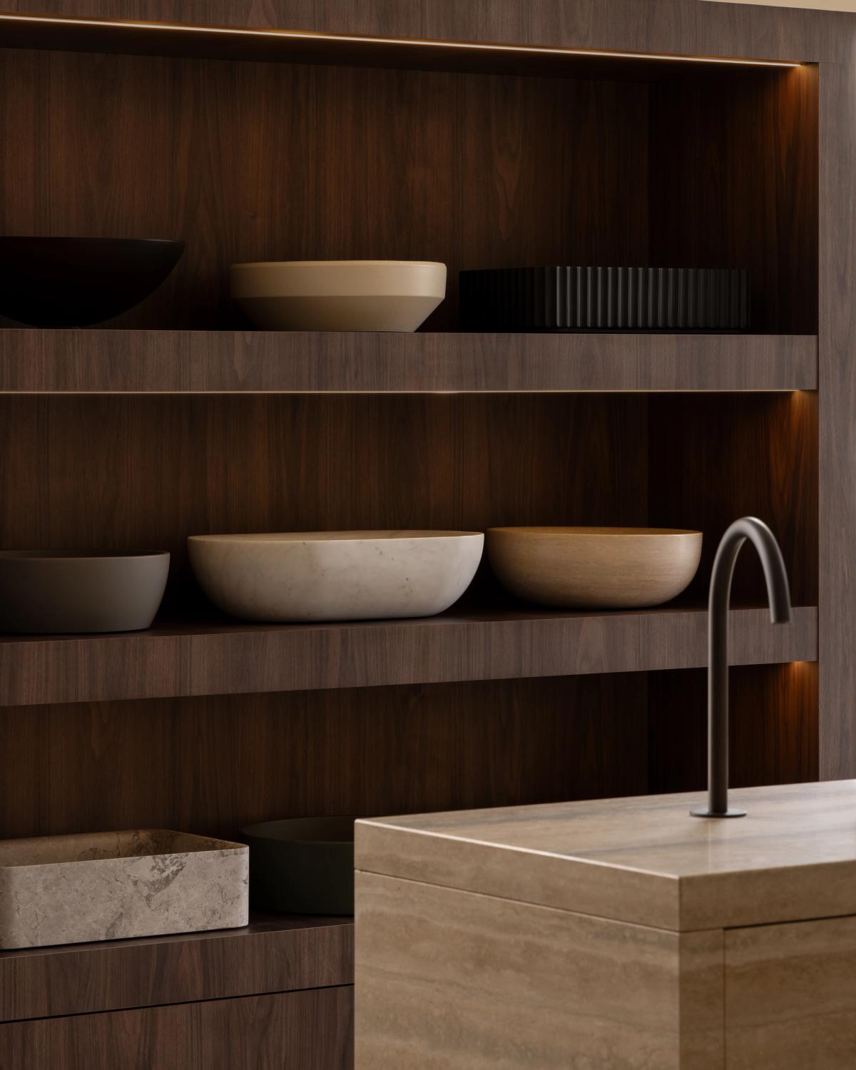 A Plumbline basin and wall tapware in the Richmond showroom