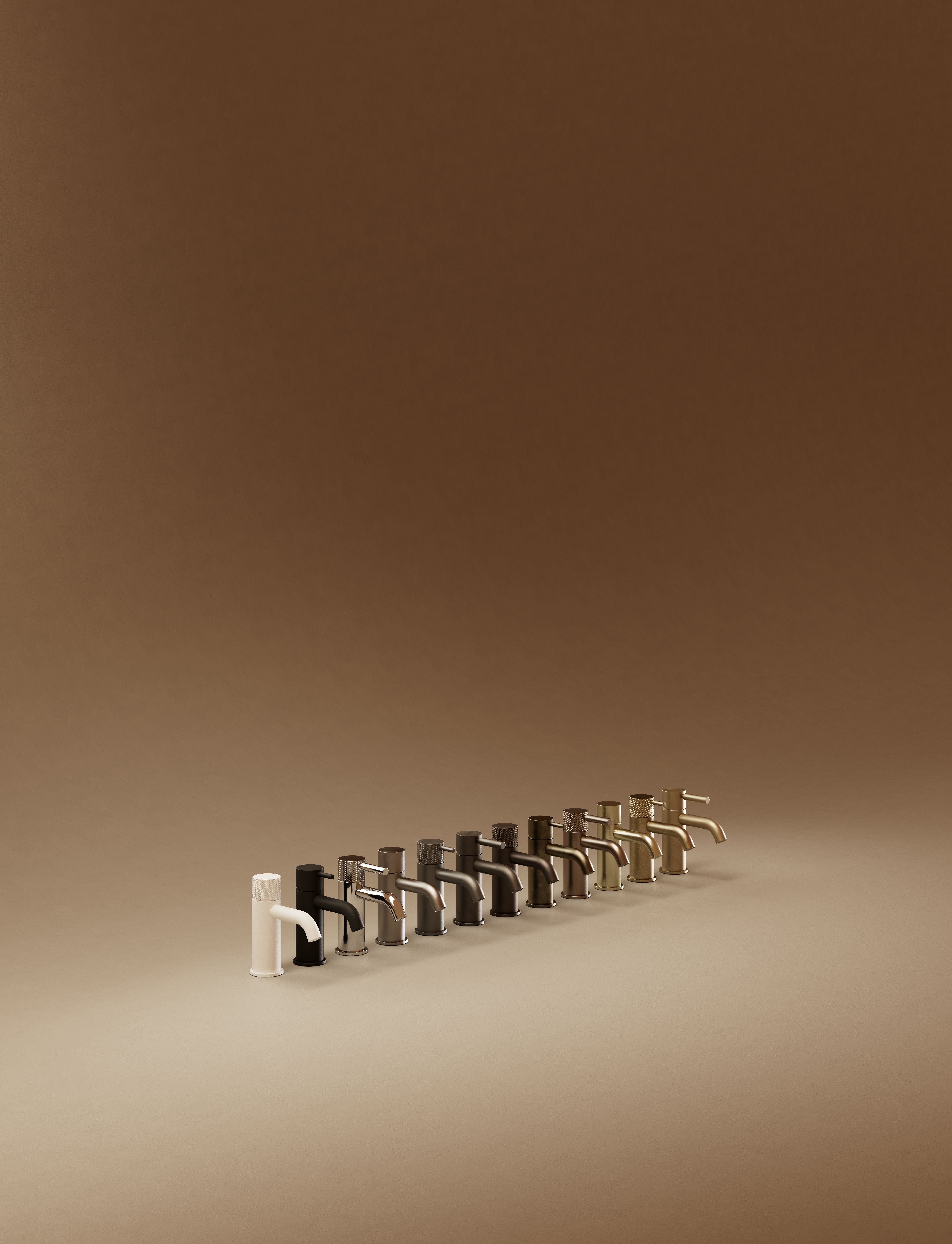 Brass wall-mount tapware on marble — Supreme Bathroom, NKBA Excellence in Design