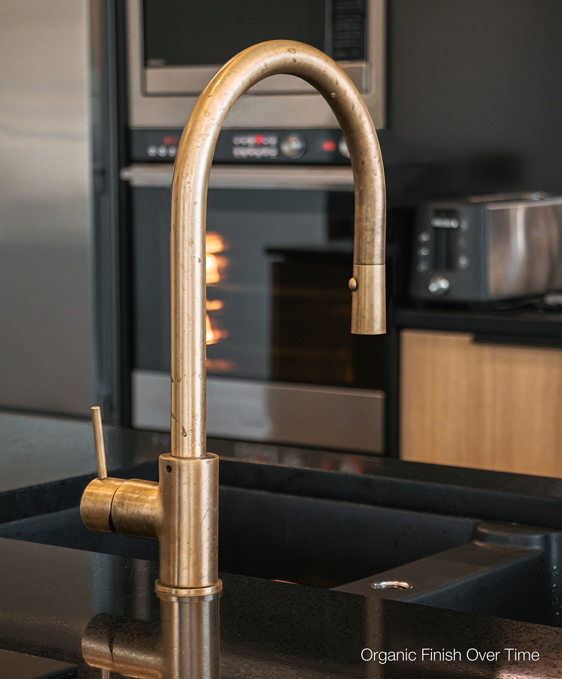 Organic brass tapware detail