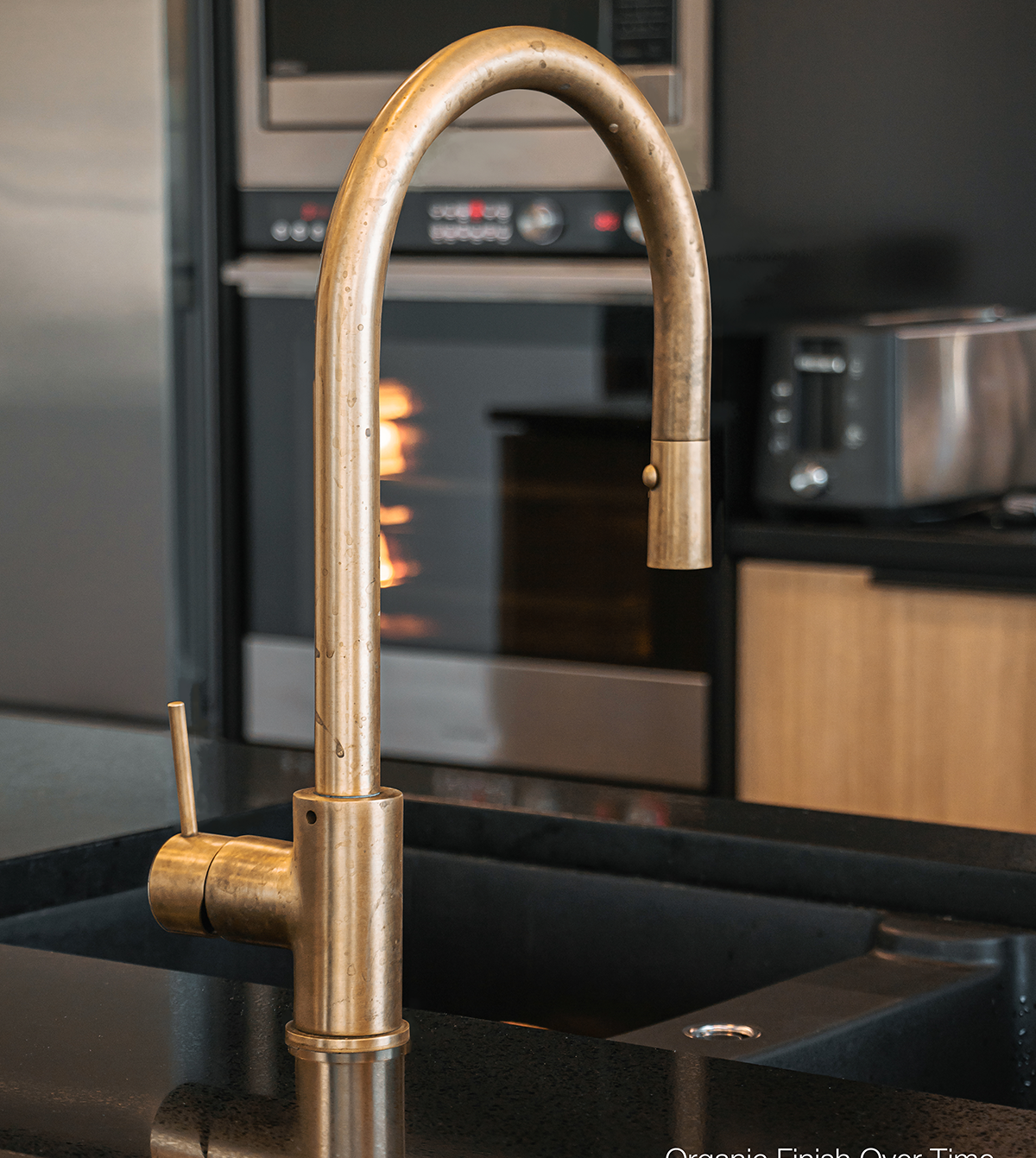 Organic brass tapware detail