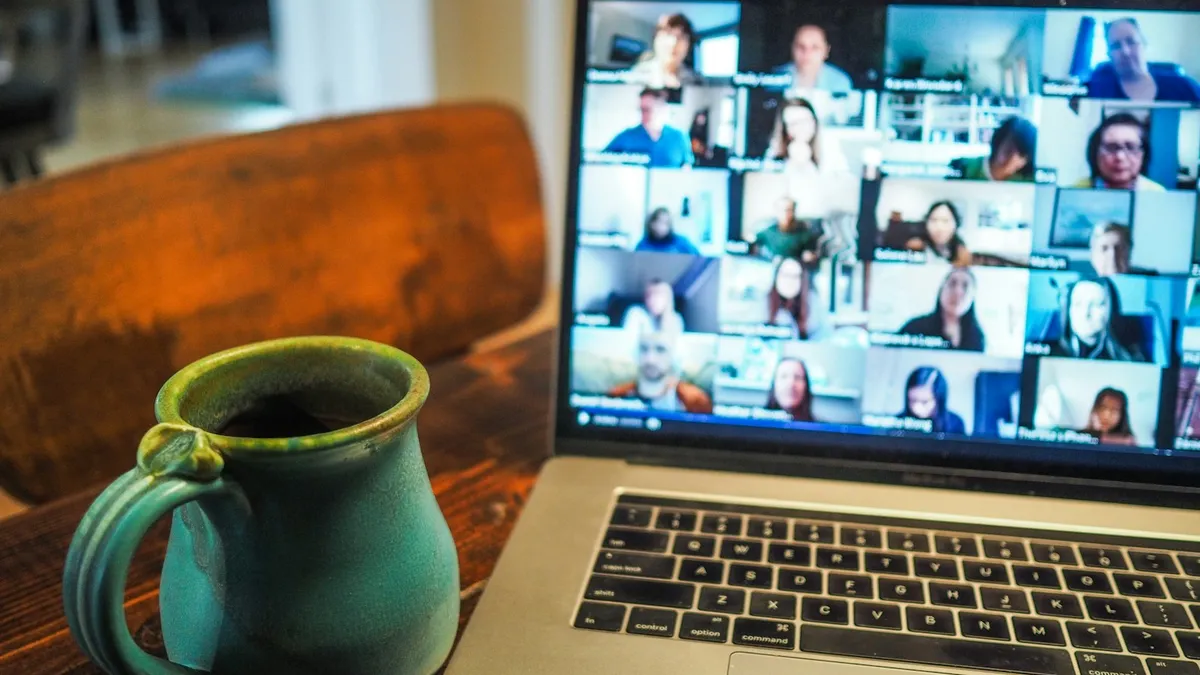 A distributed team collaborating remotely across screens and time zones