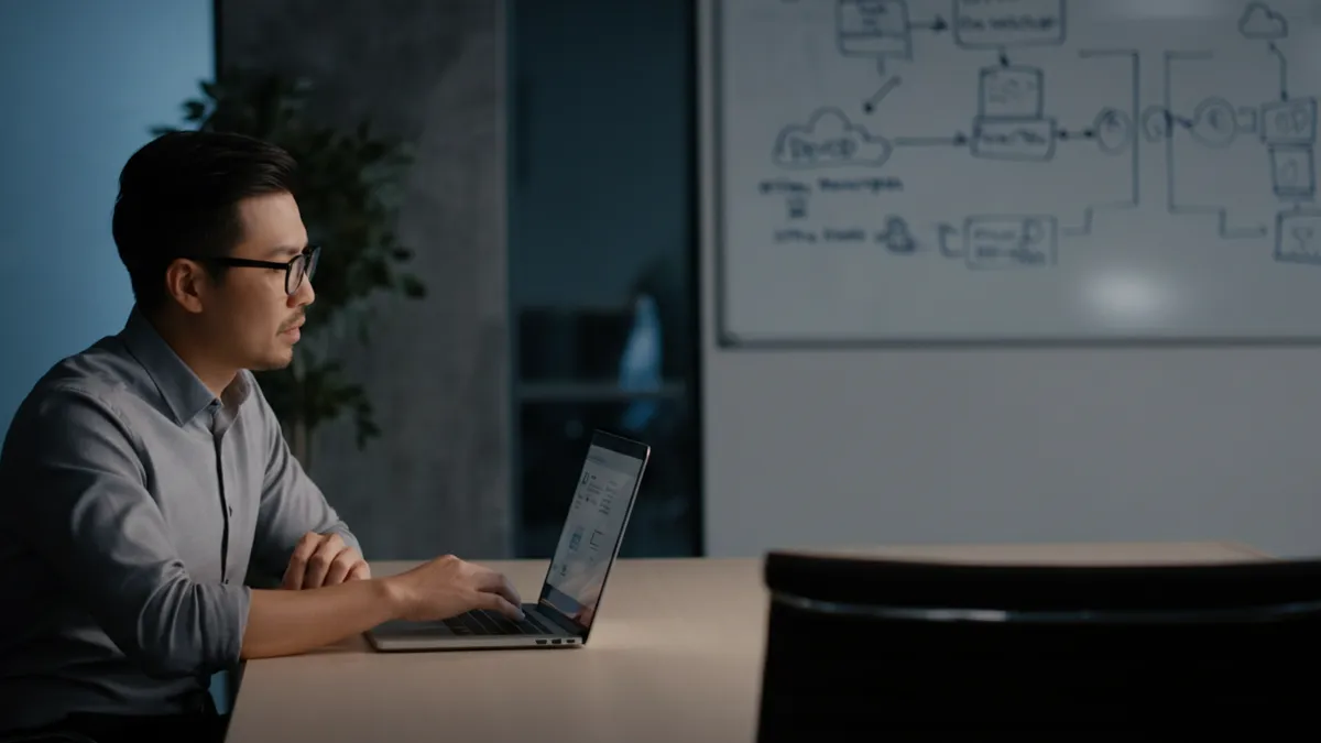 Engineering leader reviewing DevOps hiring criteria on a laptop