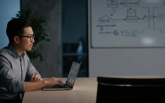 Engineering leader reviewing DevOps hiring criteria on a laptop