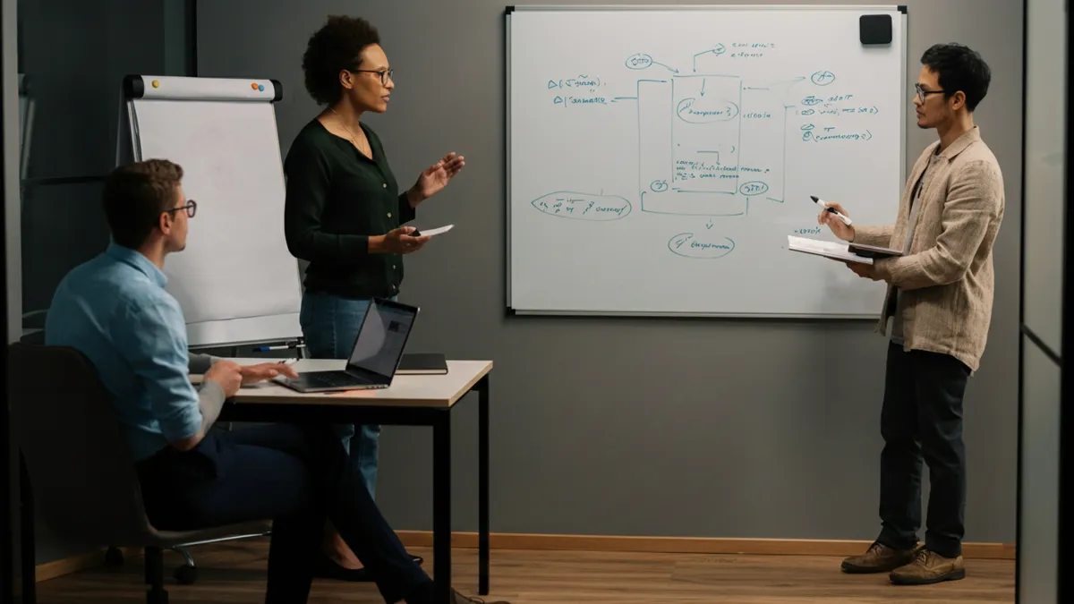 Engineers conducting a structured technical interview session