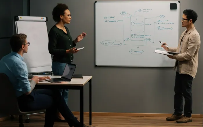 Engineers conducting a structured technical interview session