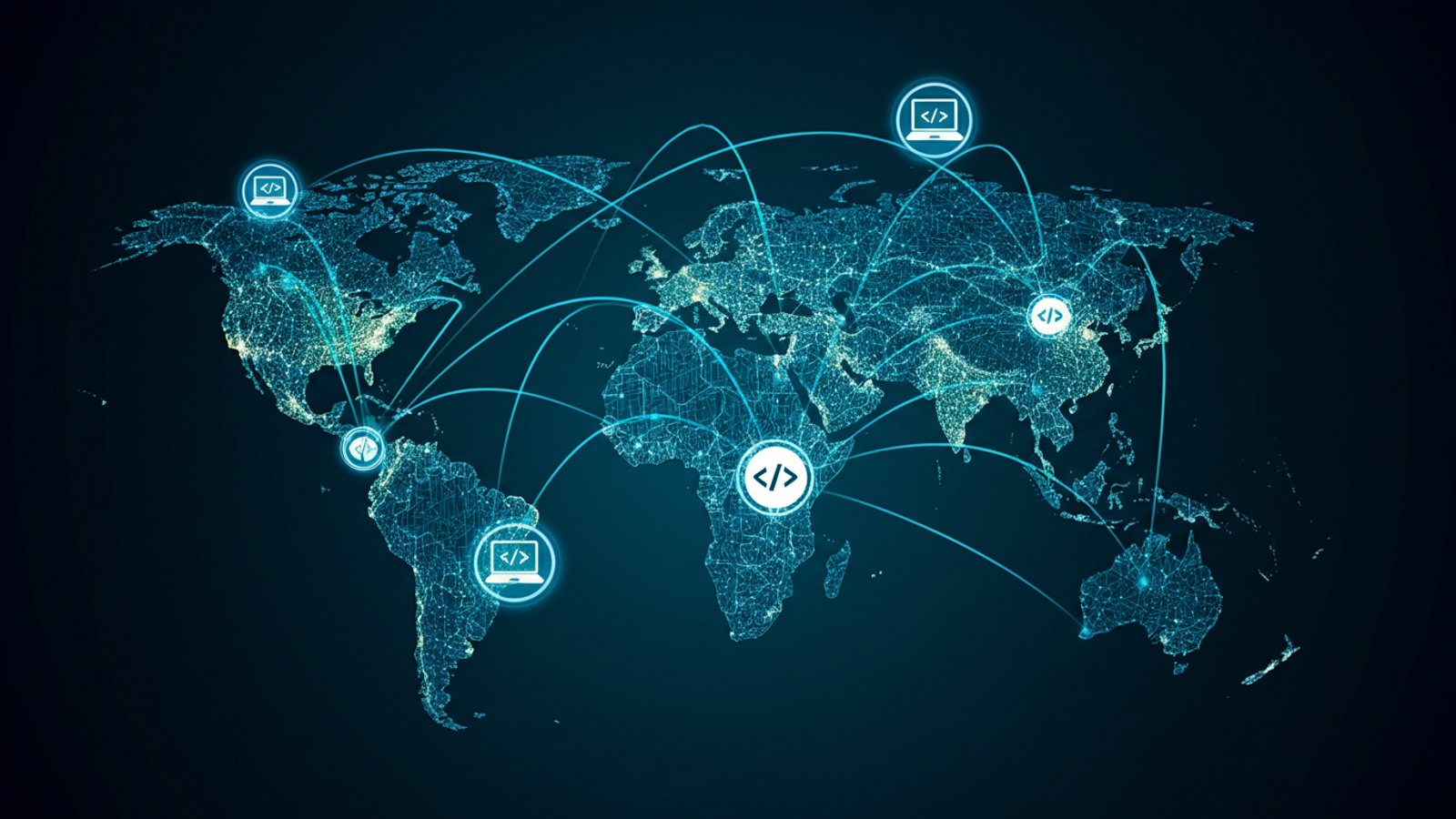 World map showing offshore software engineering hiring destinations for 2026