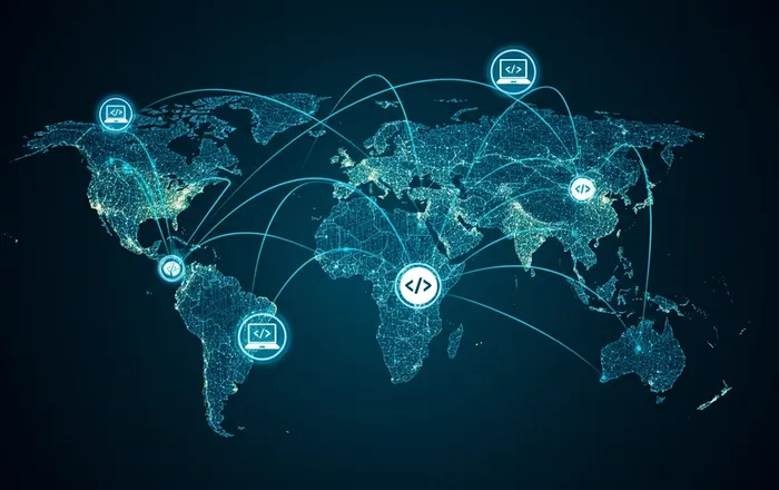 World map showing offshore software engineering hiring destinations for 2026